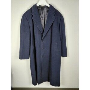 Vintage Giorgio Armani Overcoat Mens 40R Navy 100% Pure Virgin Wool Coat Italy
